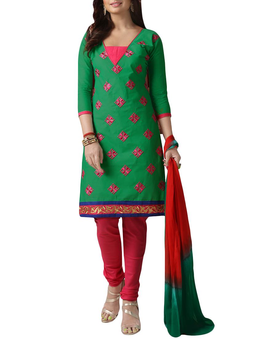 embroidered unstitched churidaar suit - 14585466 -  Zoom Image - 0