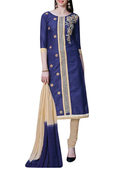 embroidered unstitched churidaar suit - 14585467 - Standard Image - 0