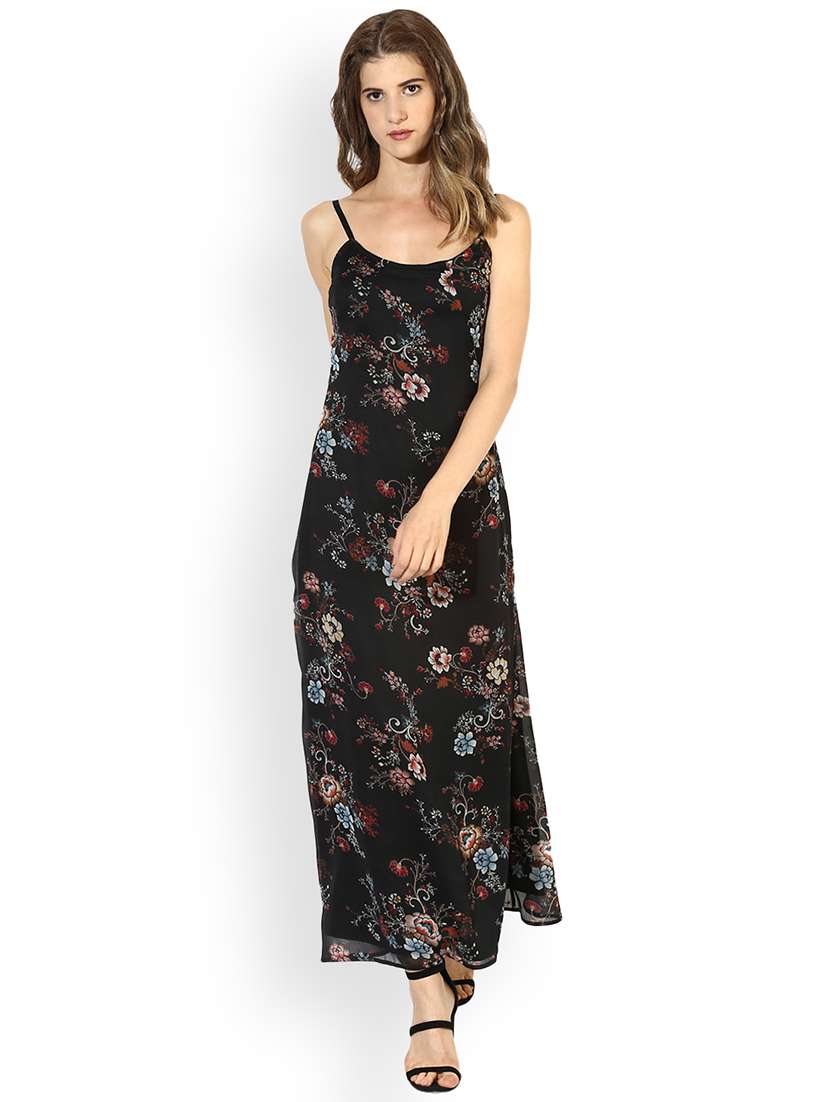 black printed maxi dress