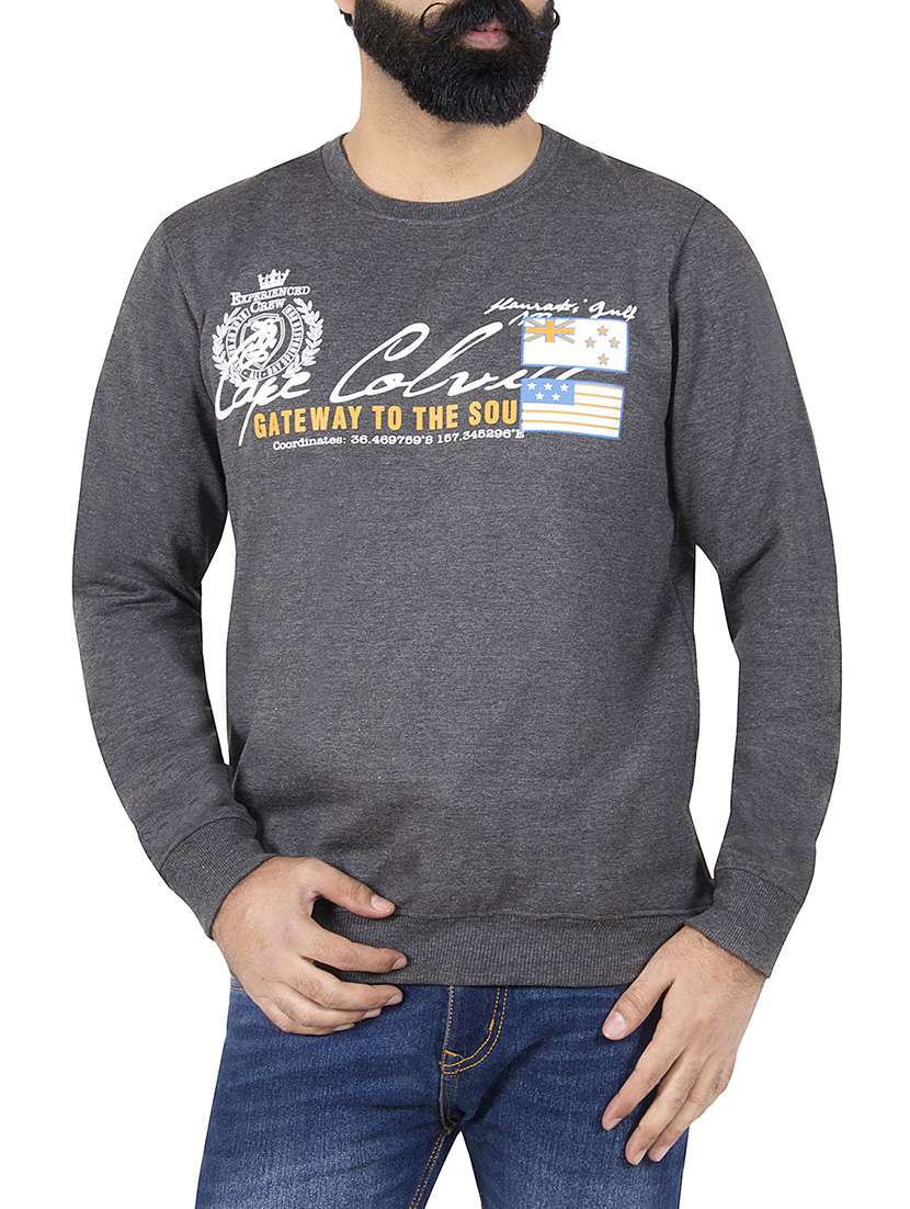 grey wool chest print sweatshirt