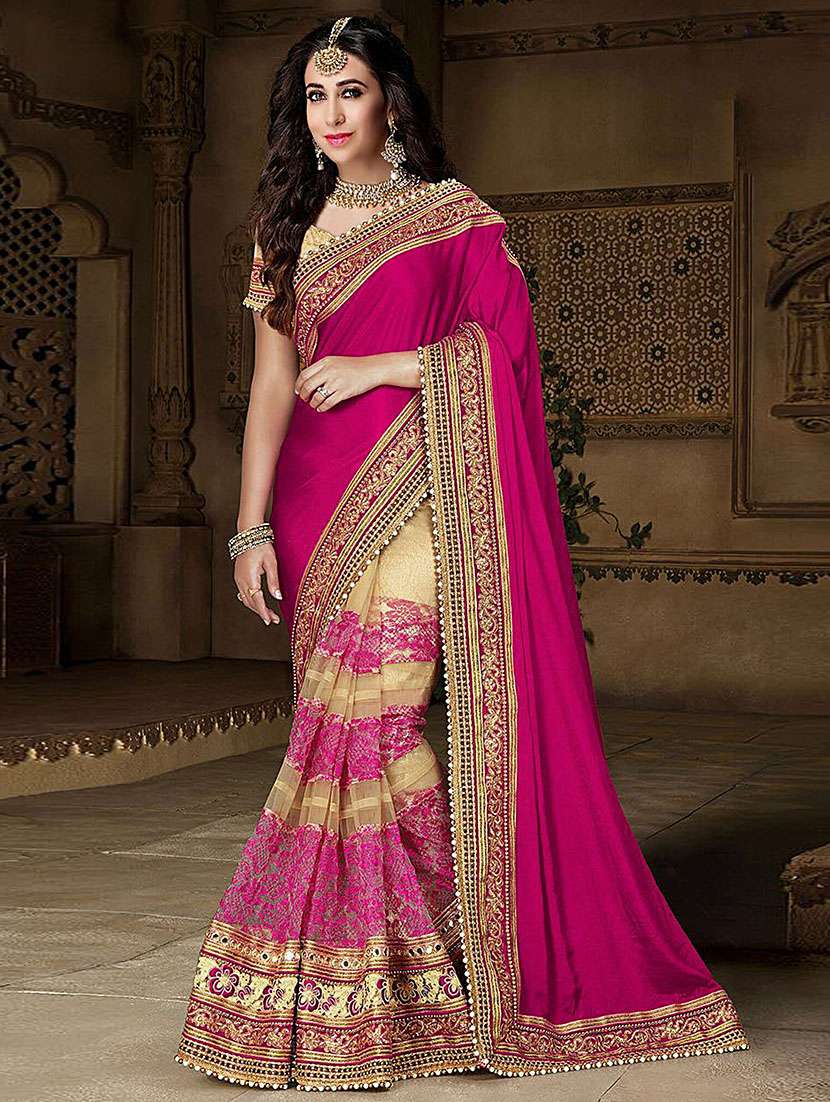 Pink half & half saree with blouse