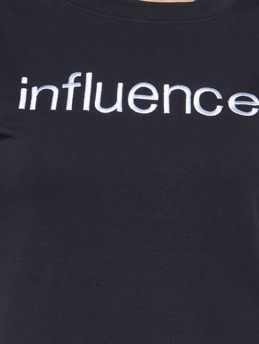 women's chest print crew neck t-shirt - 14590121 -  Standard Image - 3