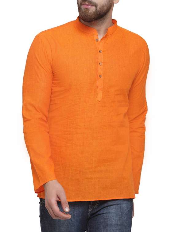 orange cotton short kurta