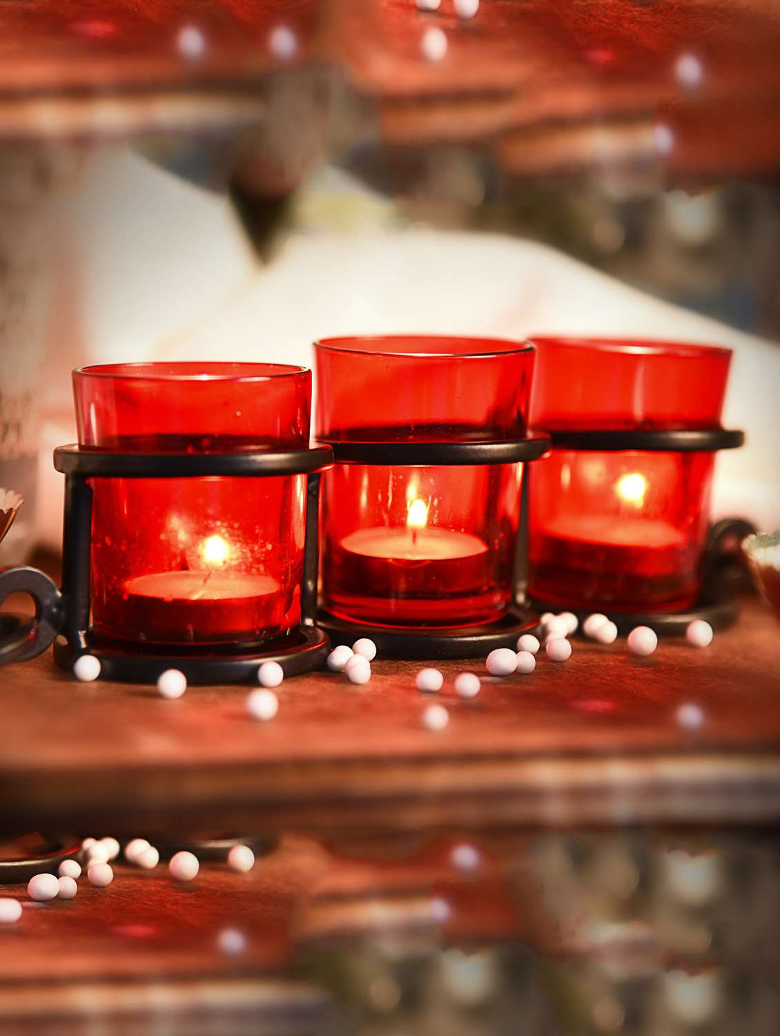 metal candle holder with clear glass