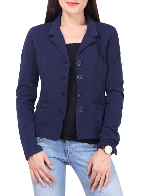 navy blue cotton blazer - 14594067 -  Zoom Image - 0