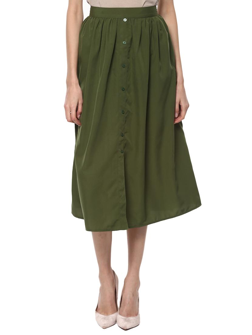 green crepe pleated skirts - 14596121 - Zoom Image - 0