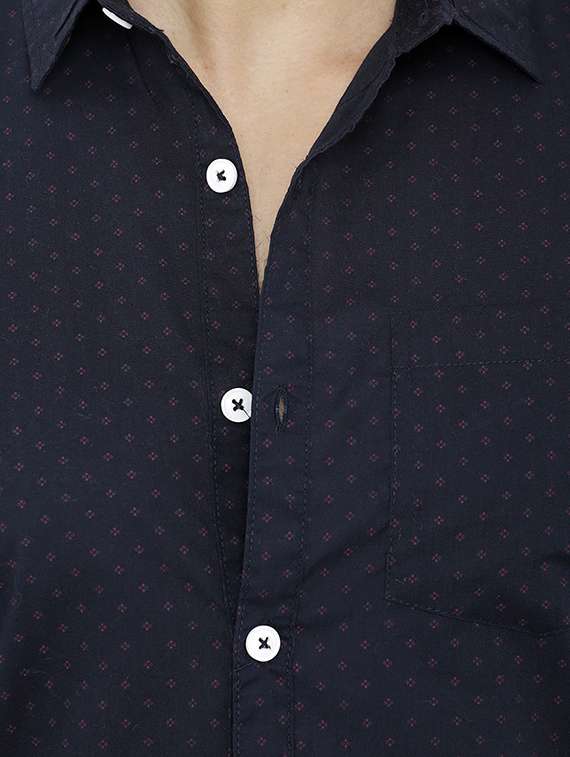 navy blue cotton casual shirt - 14597499 - Standard Image - 3