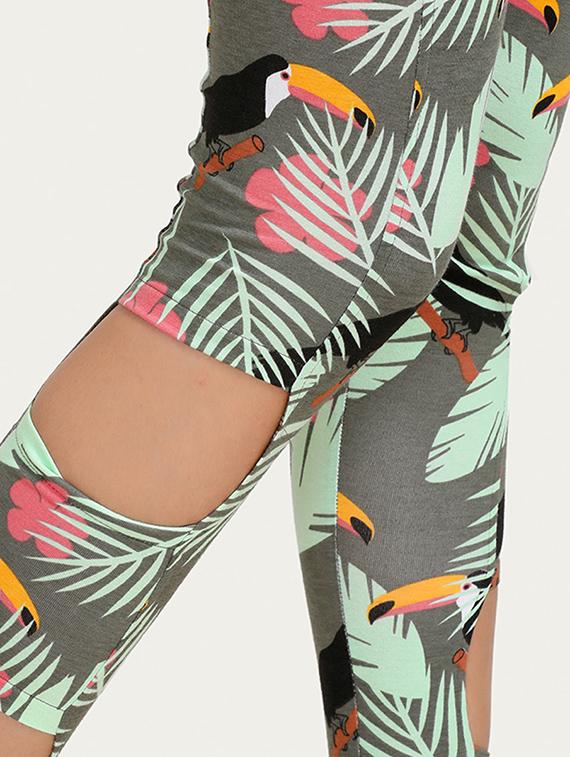 green printed cotton legging - 14598253 - Standard Image - 3