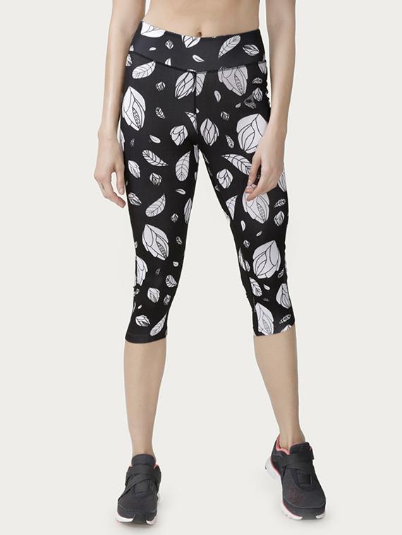 black printed poly spandex capri - 14598354 -  Zoom Image - 0