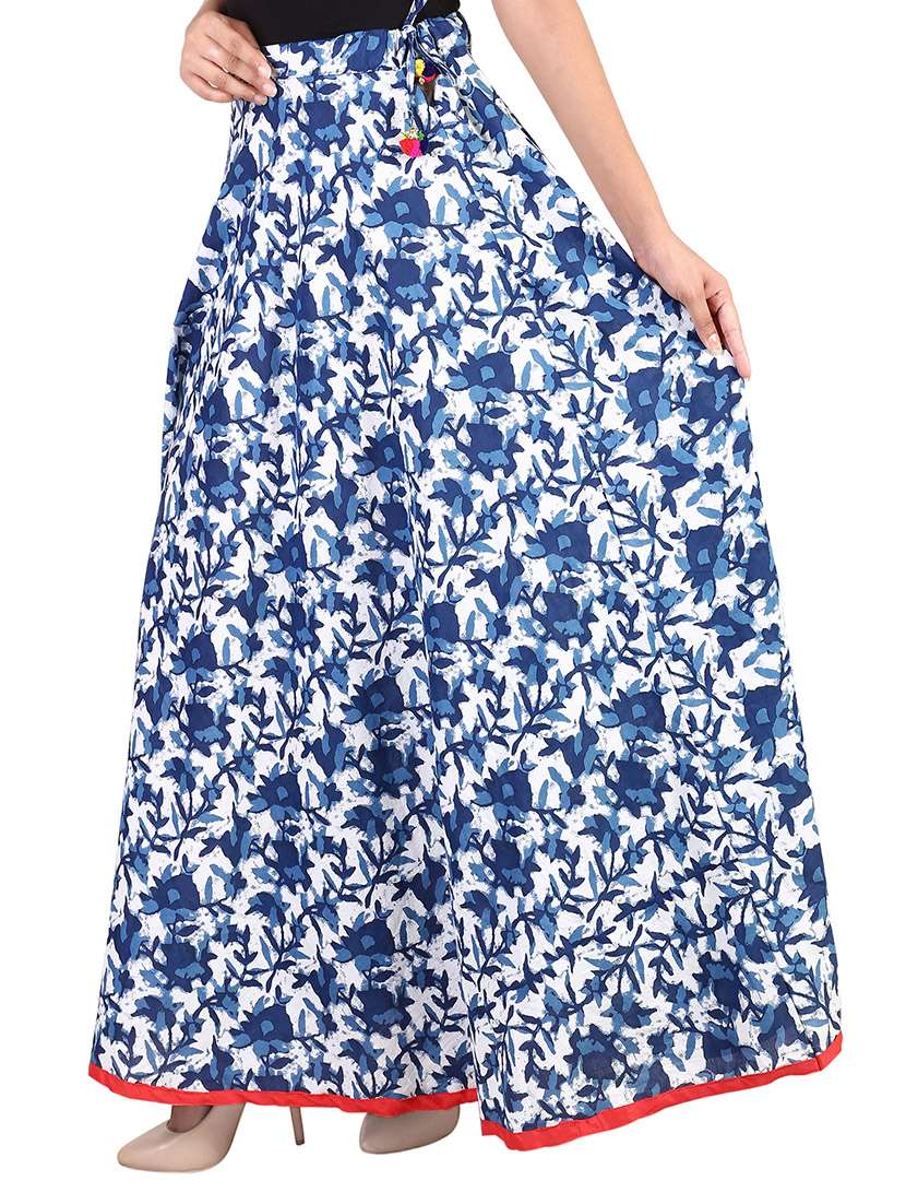 blue cotton aline skirt