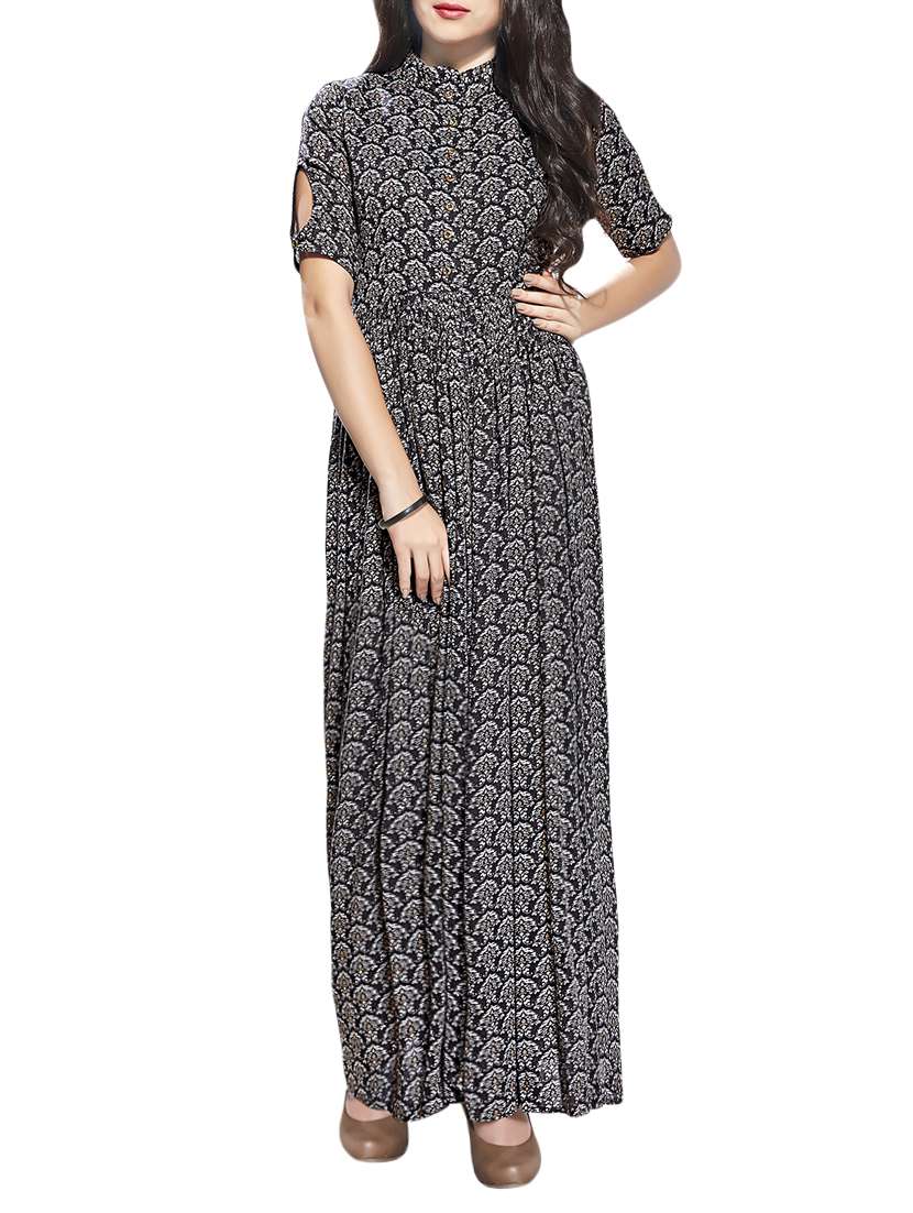 black rayon fusion kurta