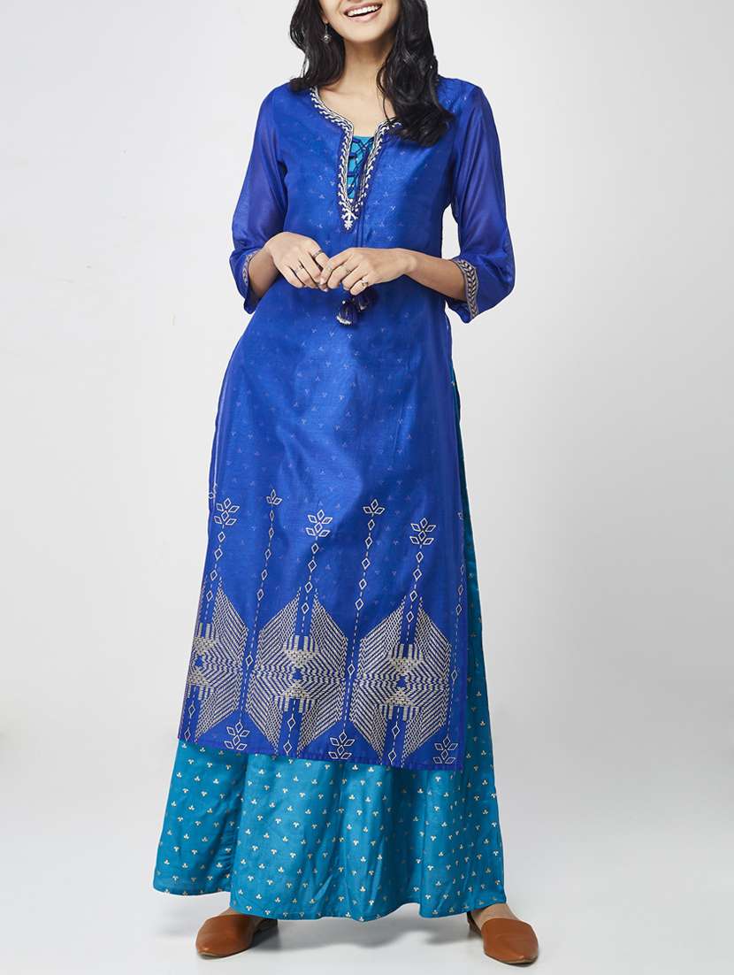 Buy online Global Desi Gold Printed Blue Kurta Skirt Set from ethnic wear  for Women by Global Desi for 5499 at 0% off | 2026 Limeroad.com