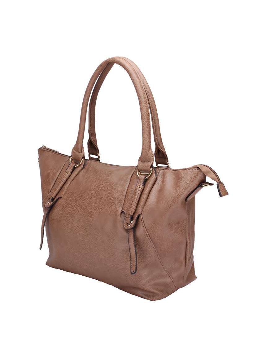 tan leatherette regular handbag - 14604900 - Standard Image - 3