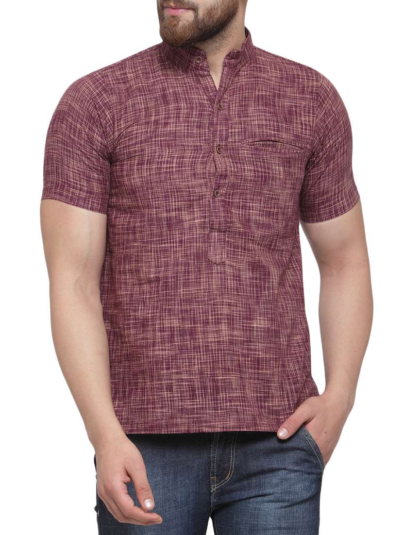 purple linen short kurta