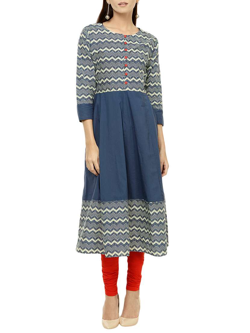 blue cotton flared kurta
