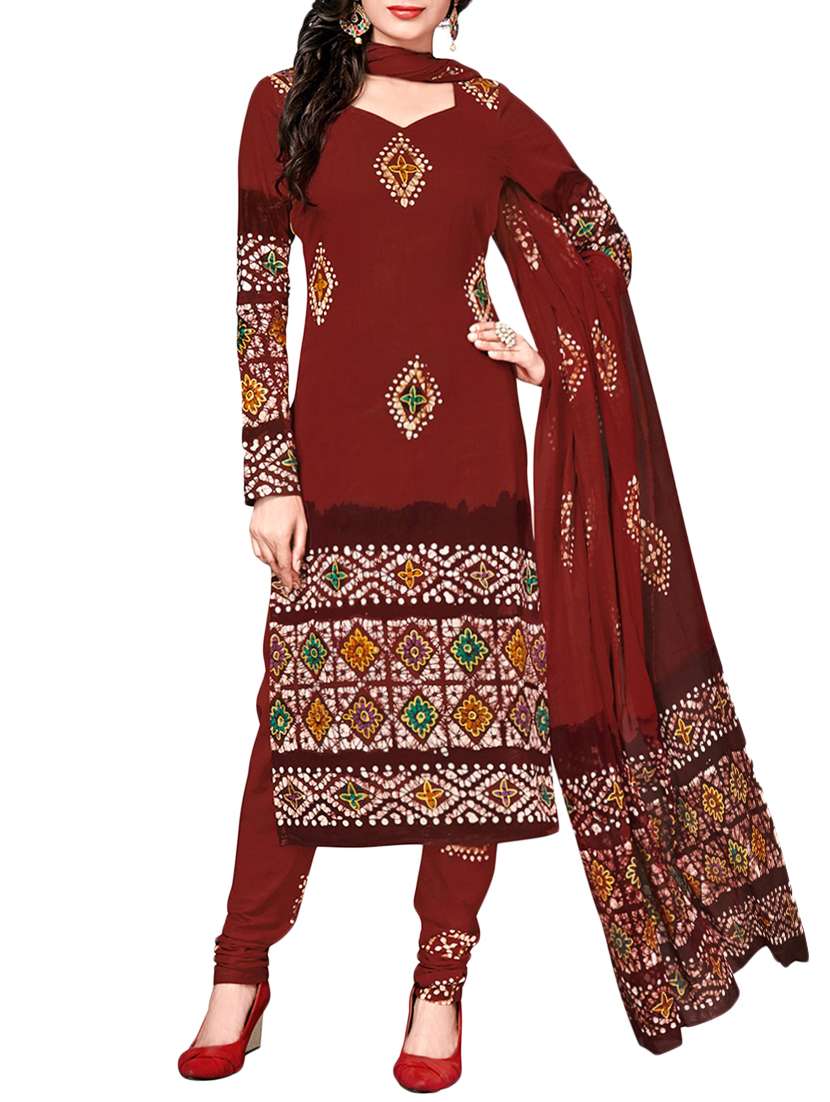 maroon cotton churidaar suit dress material