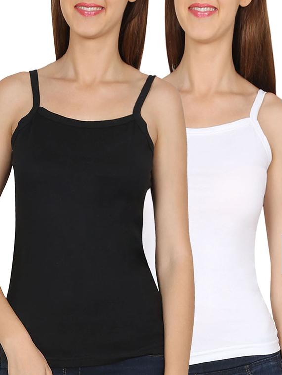set of 2 multi colored solid camisole
