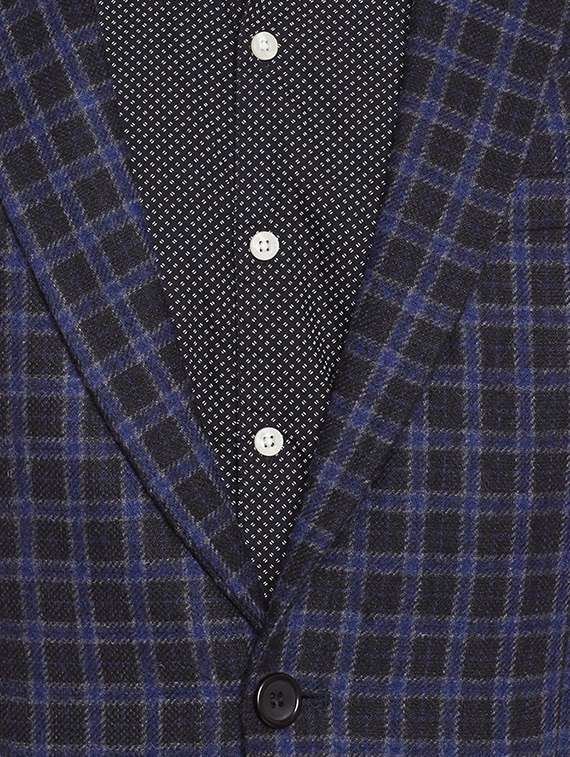 navy blue wool & polyester blend casual blazer - 14616024 - Standard Image - 3