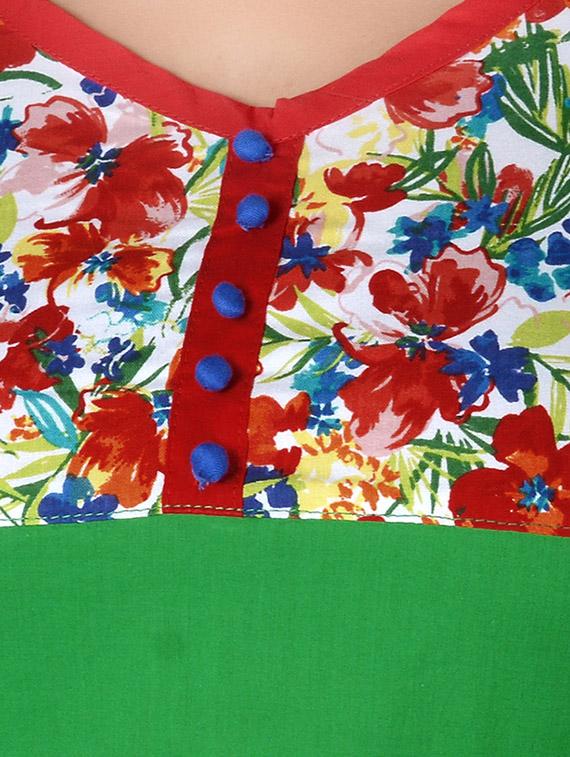 green cotton straight kurta - 14616587 - Standard Image - 3