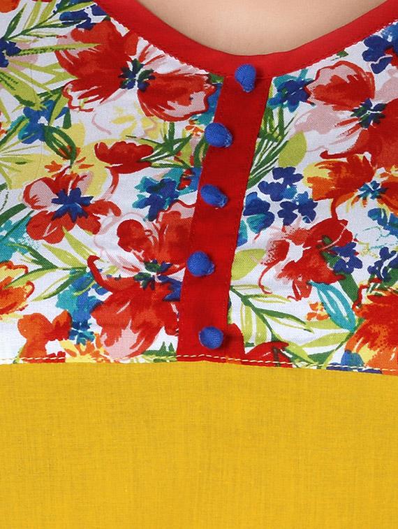 yellow cotton straight kurta - 14616588 - Standard Image - 3