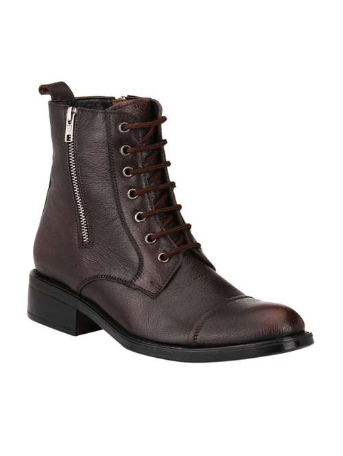 brown leather high ankle boot - 14617770 - Standard Image - 0