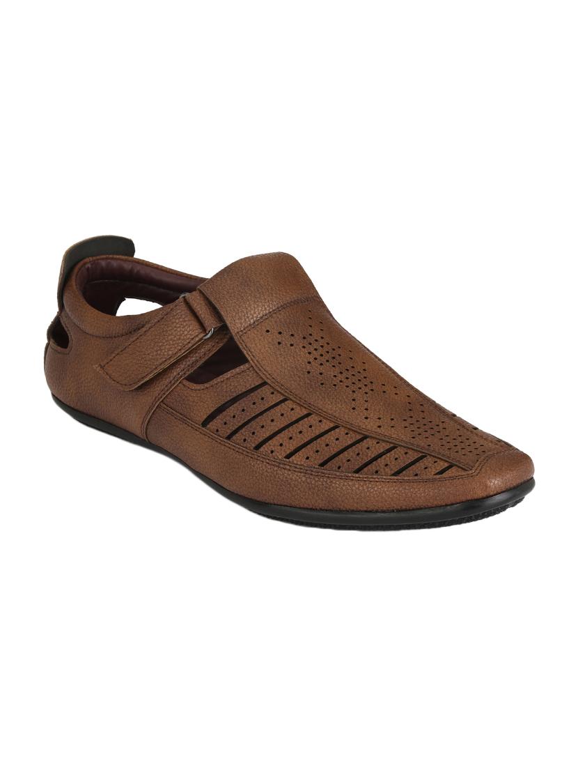 tan leather slip on sandals - 14617794 - Zoom Image - 0