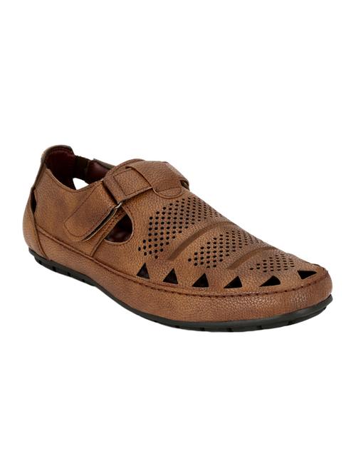 tan leather slip on sandals - 14617797 - Standard Image - 0