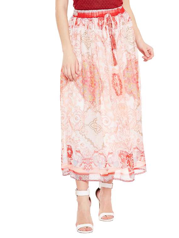 red flared skirt - 14618940 - Zoom Image - 0