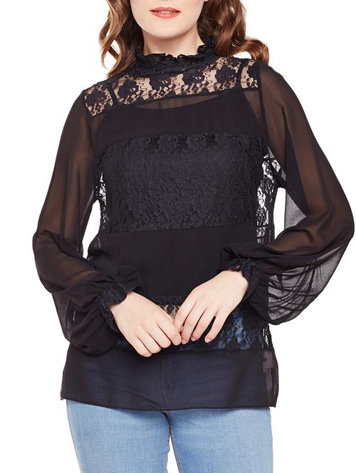 black printed top - 14618943 -  Standard Image - 0