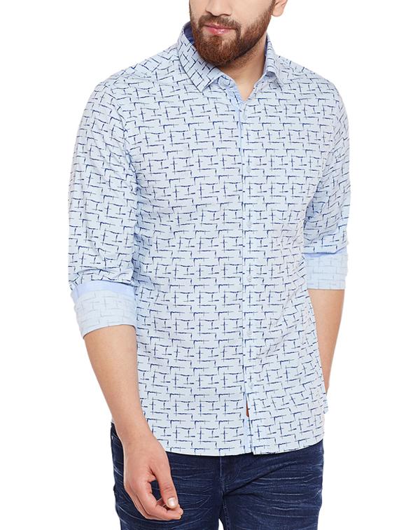 light blue cotton casual shirt - 14619690 - Zoom Image - 0