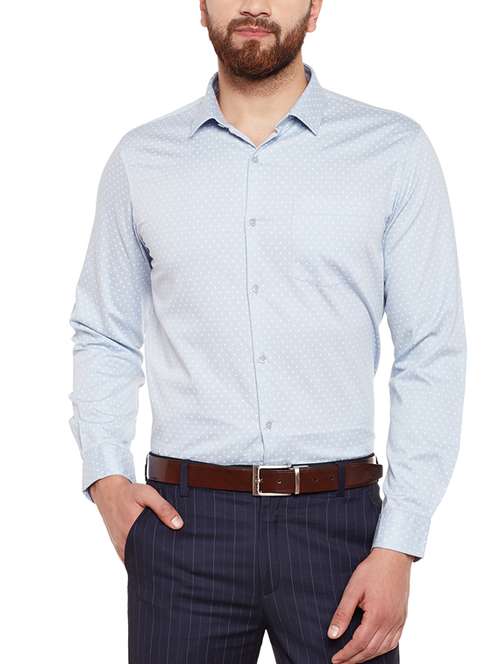 light blue solid formal shirt - 14619694 -  Standard Image - 0