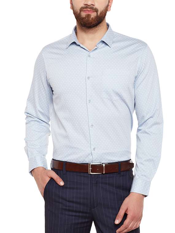 light blue solid formal shirt - 14619694 -  Zoom Image - 0