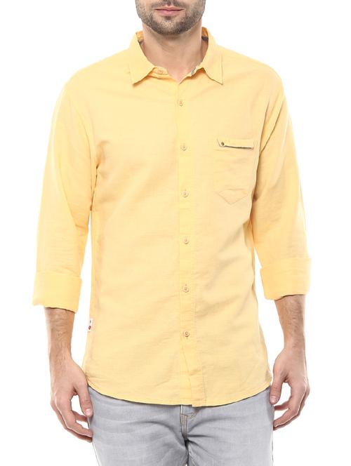 yellow cotton casual shirt - 14626024 -  Standard Image - 0