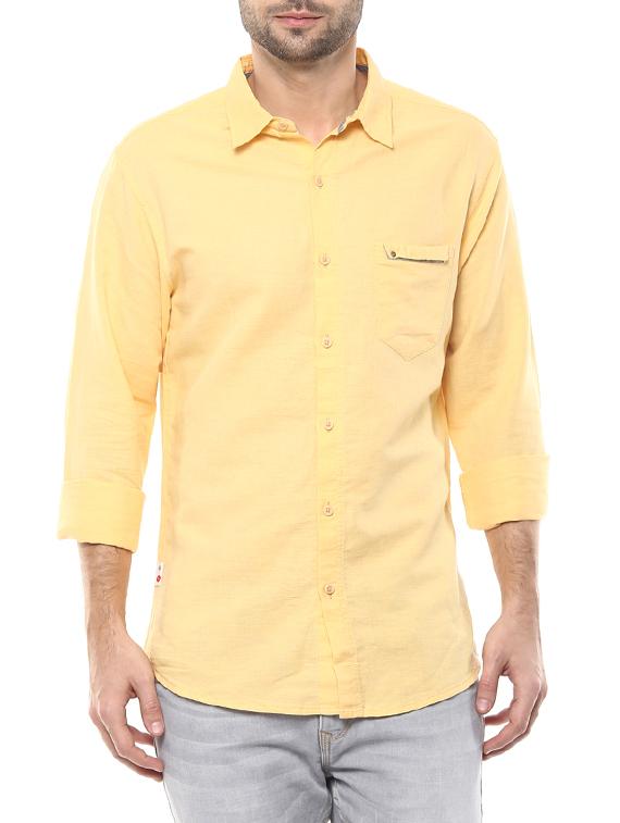 yellow cotton casual shirt - 14626024 -  Zoom Image - 0