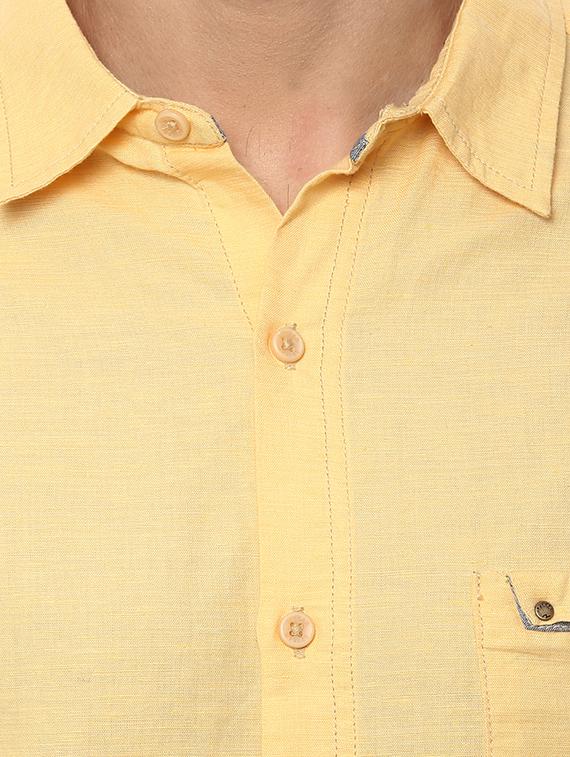 yellow cotton casual shirt - 14626024 - Standard Image - 3