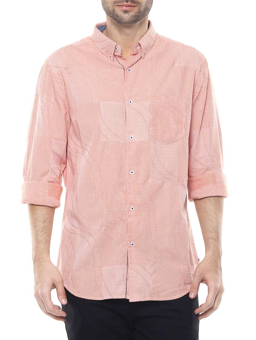 orange cotton casual shirt - 14626044 -  Zoom Image - 0