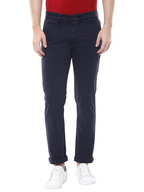 navy blue cotton chinos casual trousers - 14626099 -  Standard Image - 0
