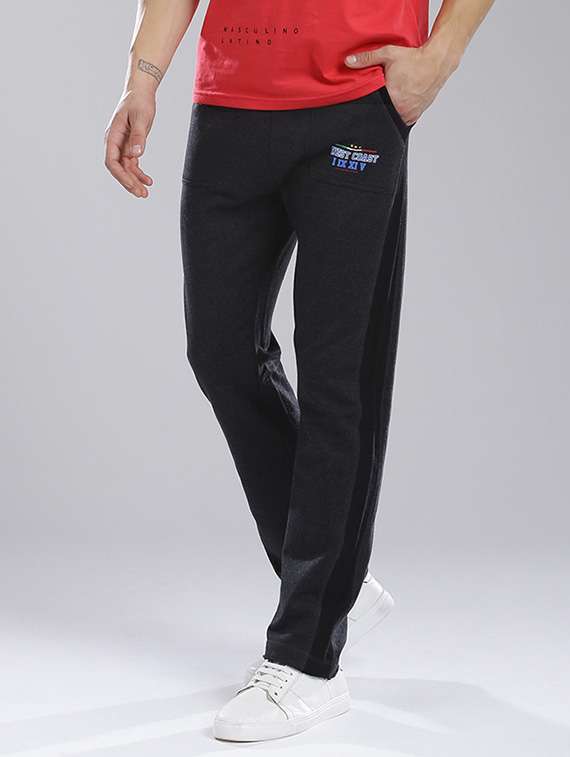 black cotton  full length track pant