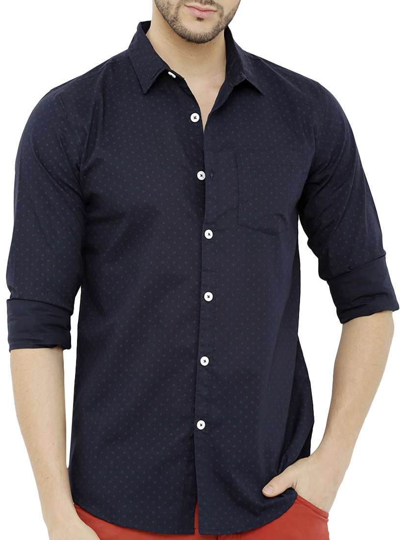 blue cotton casual shirt - 14626873 - Zoom Image - 0