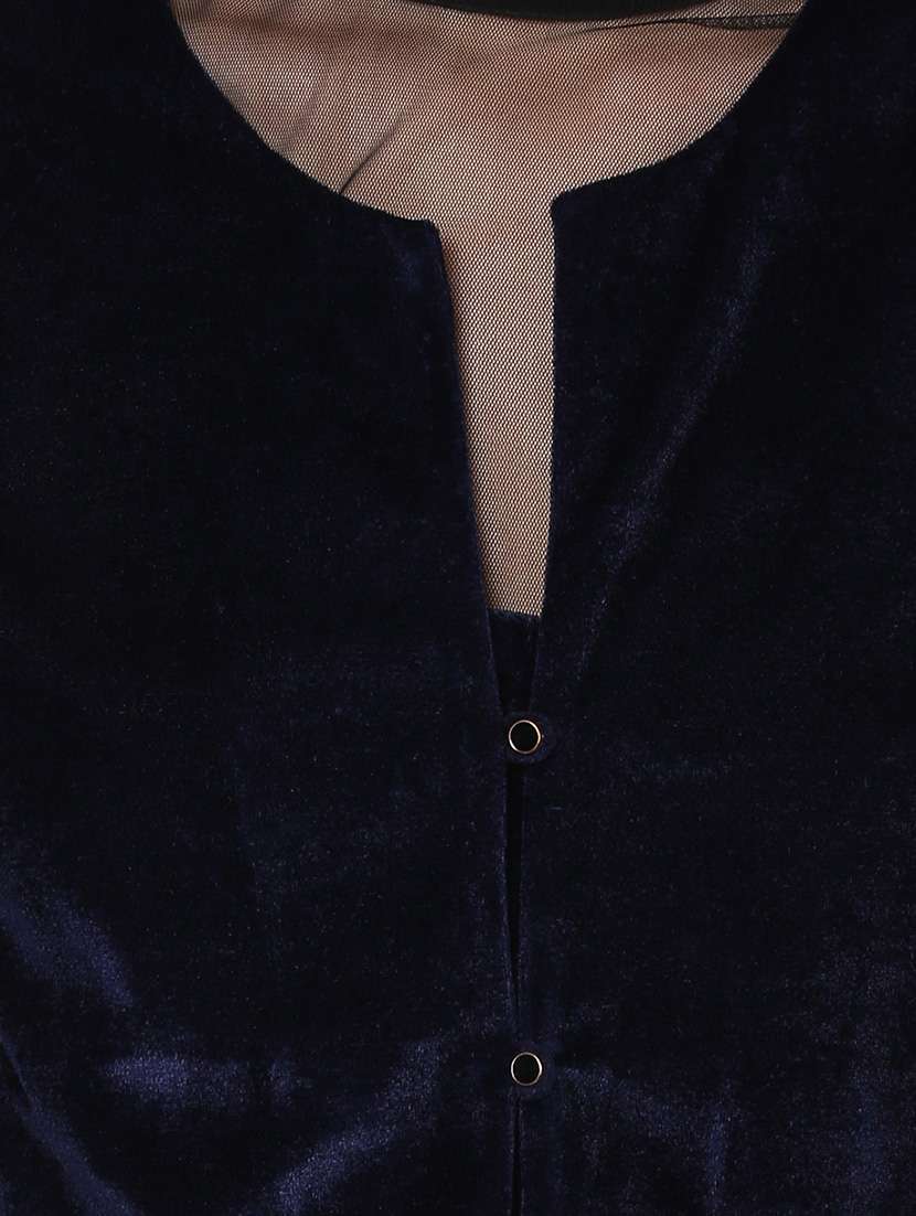 choker neck ruffled velvet top - 14627123 - Standard Image - 3