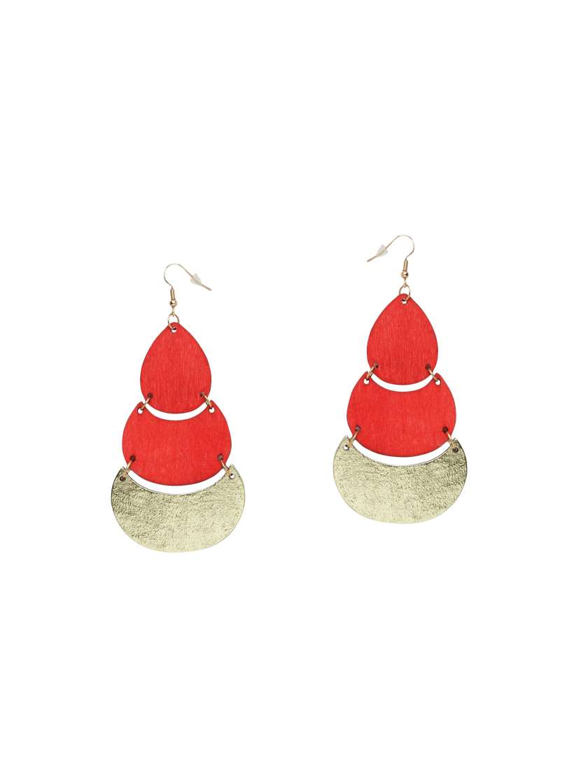 multi colored wood drop earrings