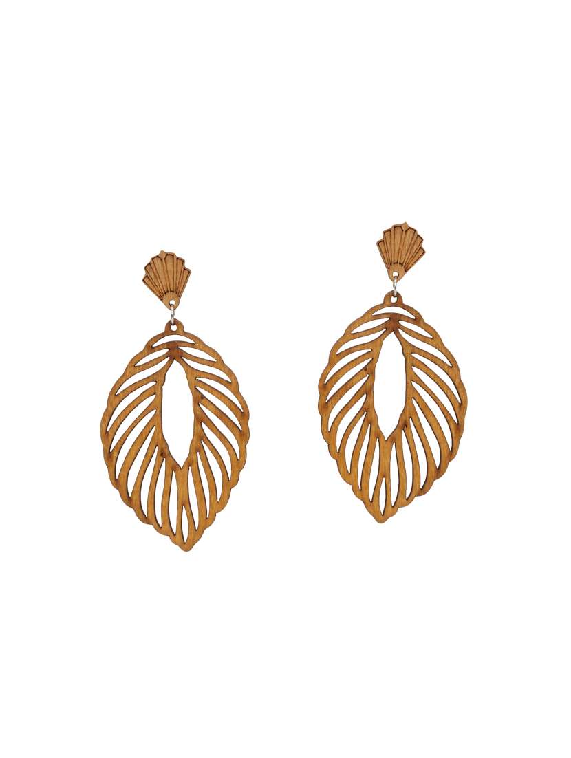 brown wood drop earrings