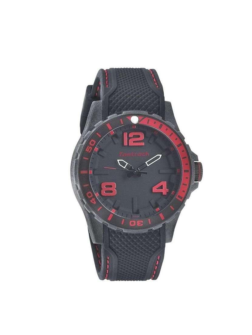 fastrack analog black dial men's watch-38036pp03j