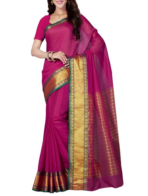 pink cotton blend maheshwari saree with blouse - 14637230 - Standard Image - 0