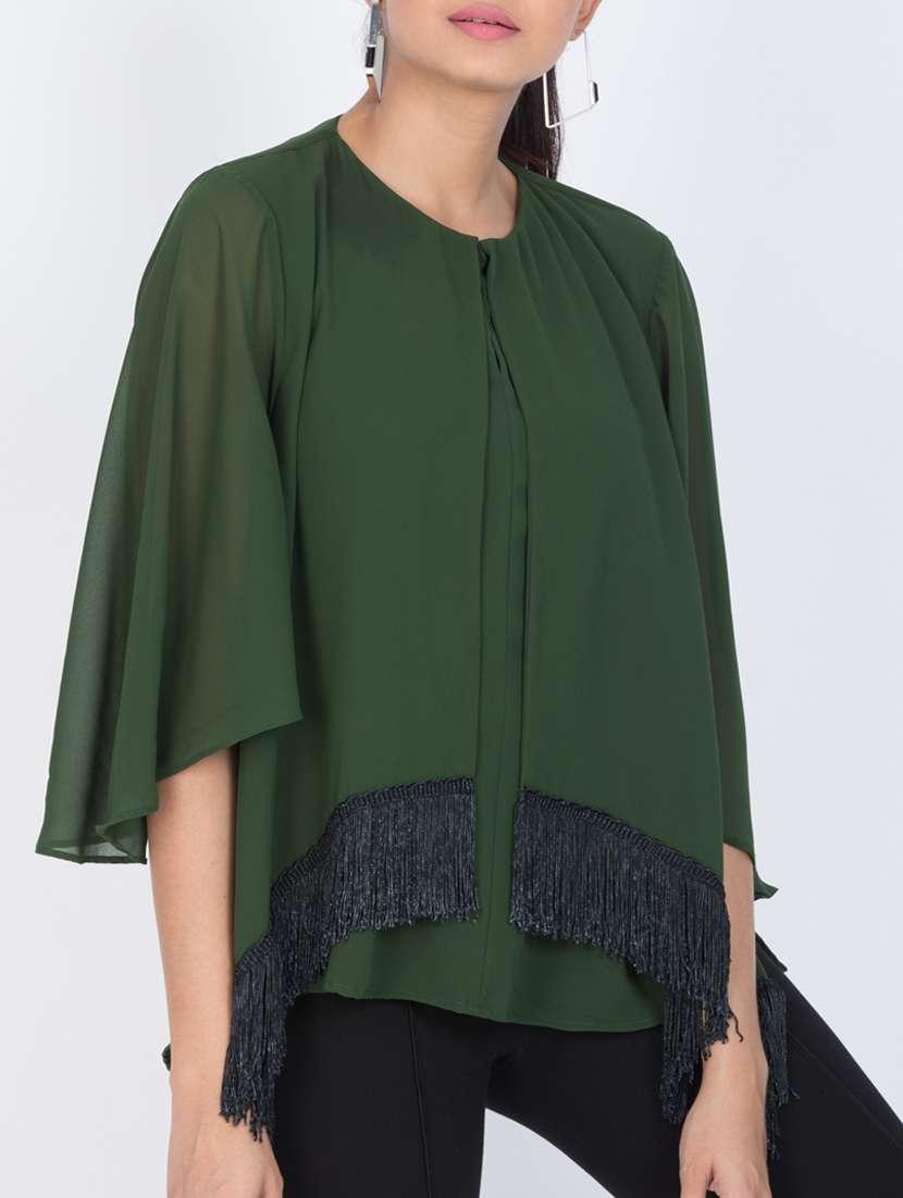 fringed lace layered top