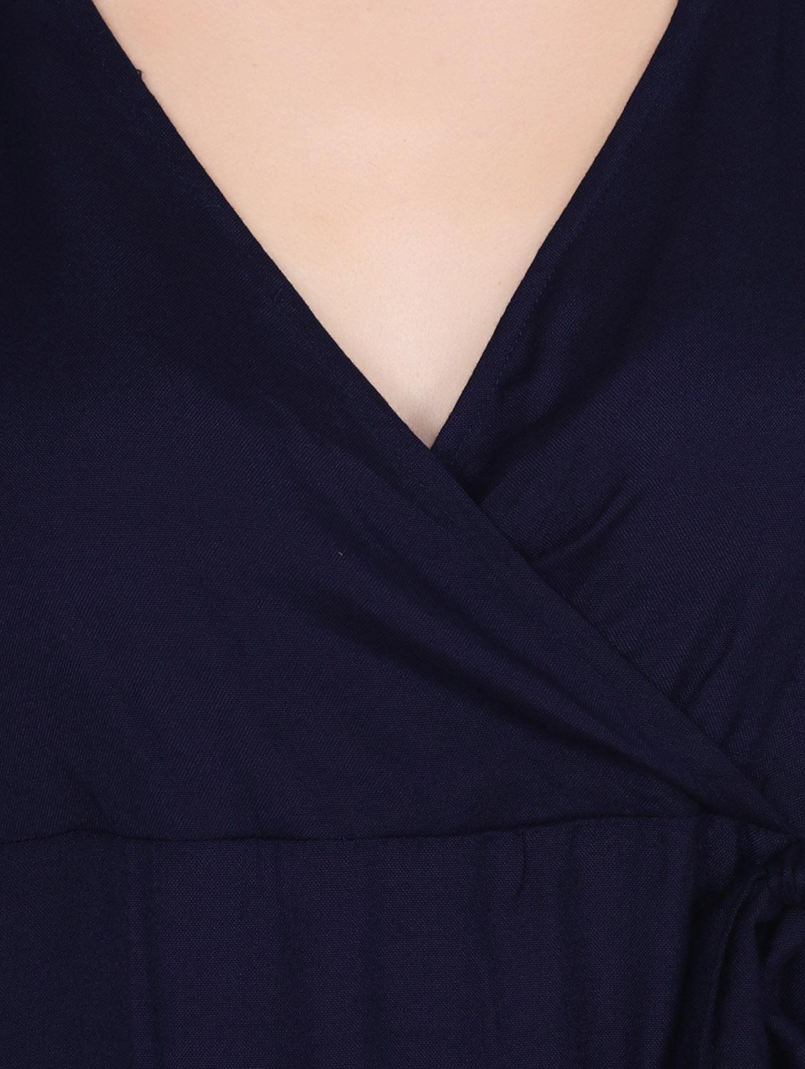 navy blue wrap top - 14637808 - Standard Image - 3