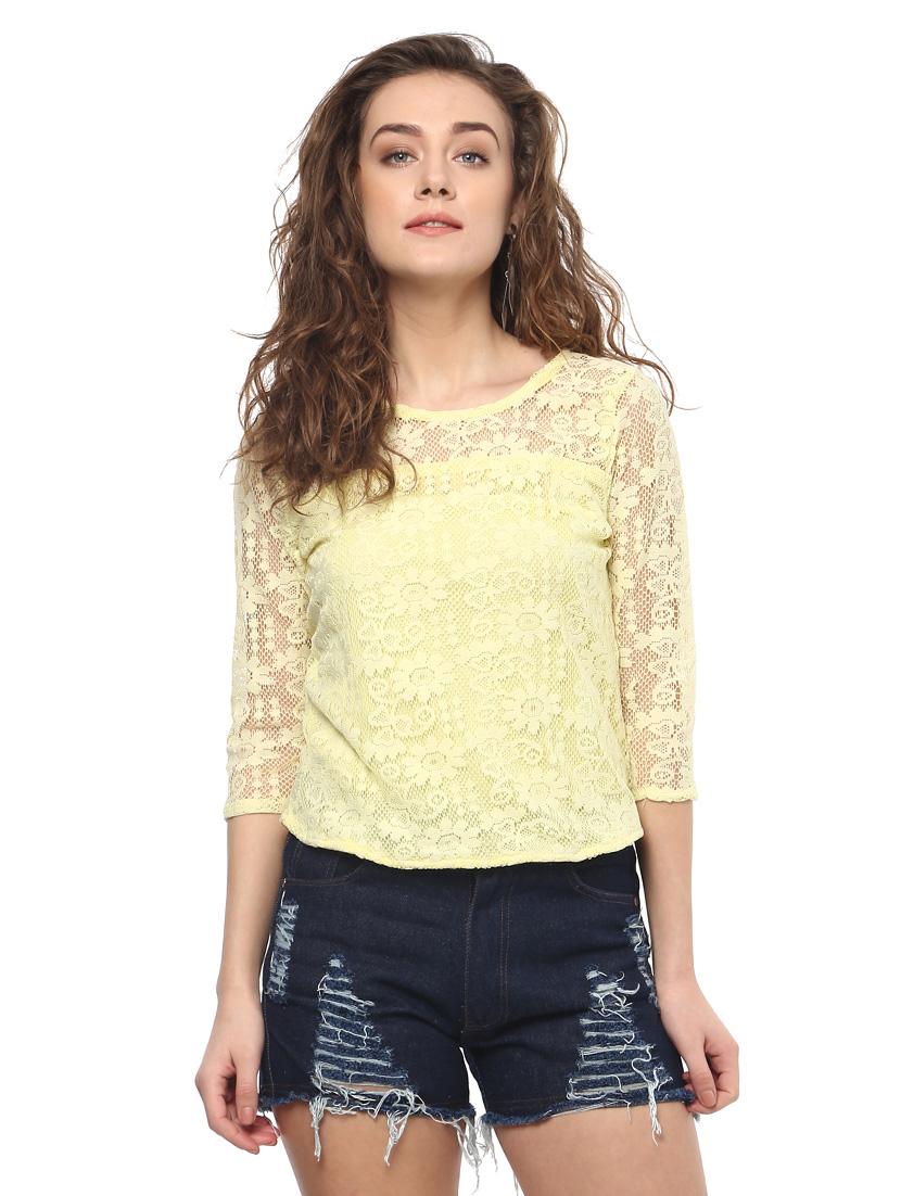 yellow net top