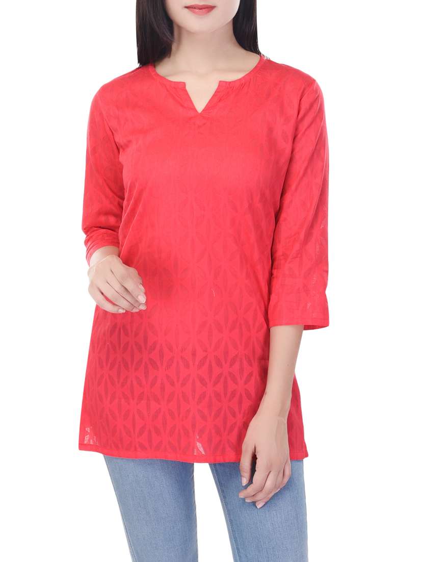 pink cotton straight kurti