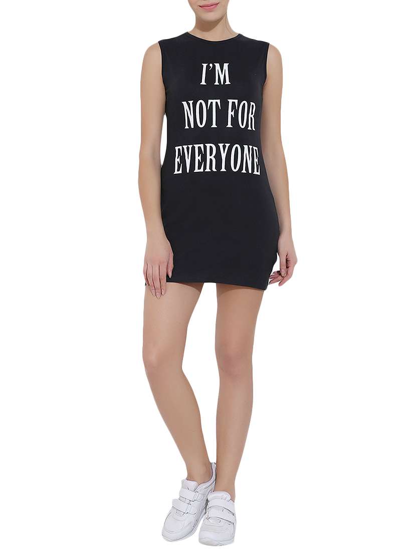 slogan printed bodycon dress