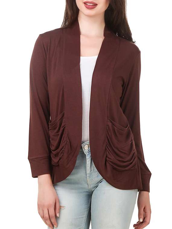 brown viscose casual shrug